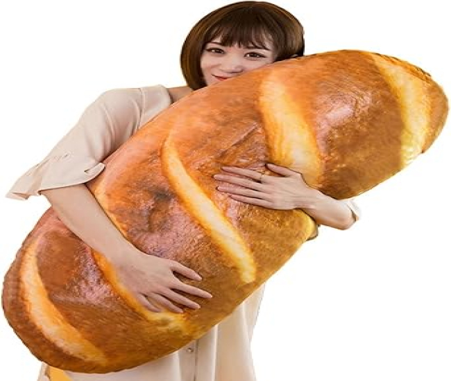 Levenkeness 3D Simulation Bread Shape Plush Pillow